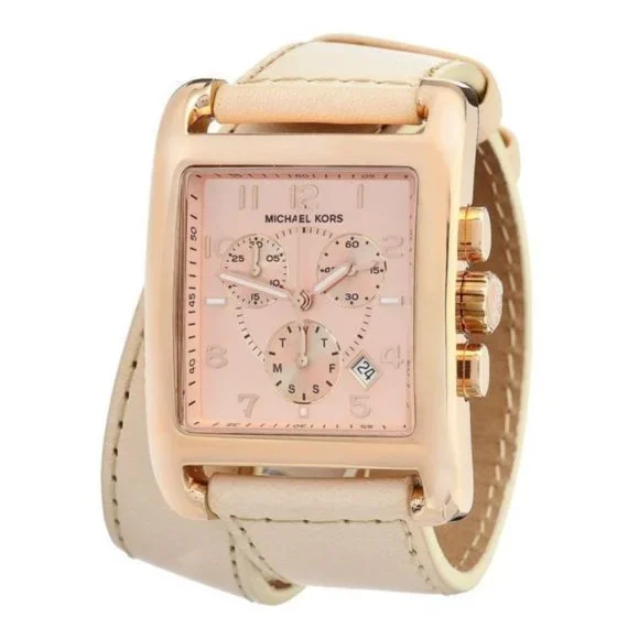 NIB MICHAEL KORS LADIES WATCH DAVENPORT ROSE GOLD LEATHER DOUBLE WRAP MK2225 Mk6282 Sawyer Womens Rose Gold Chronograph Watch - Etsy main image 3